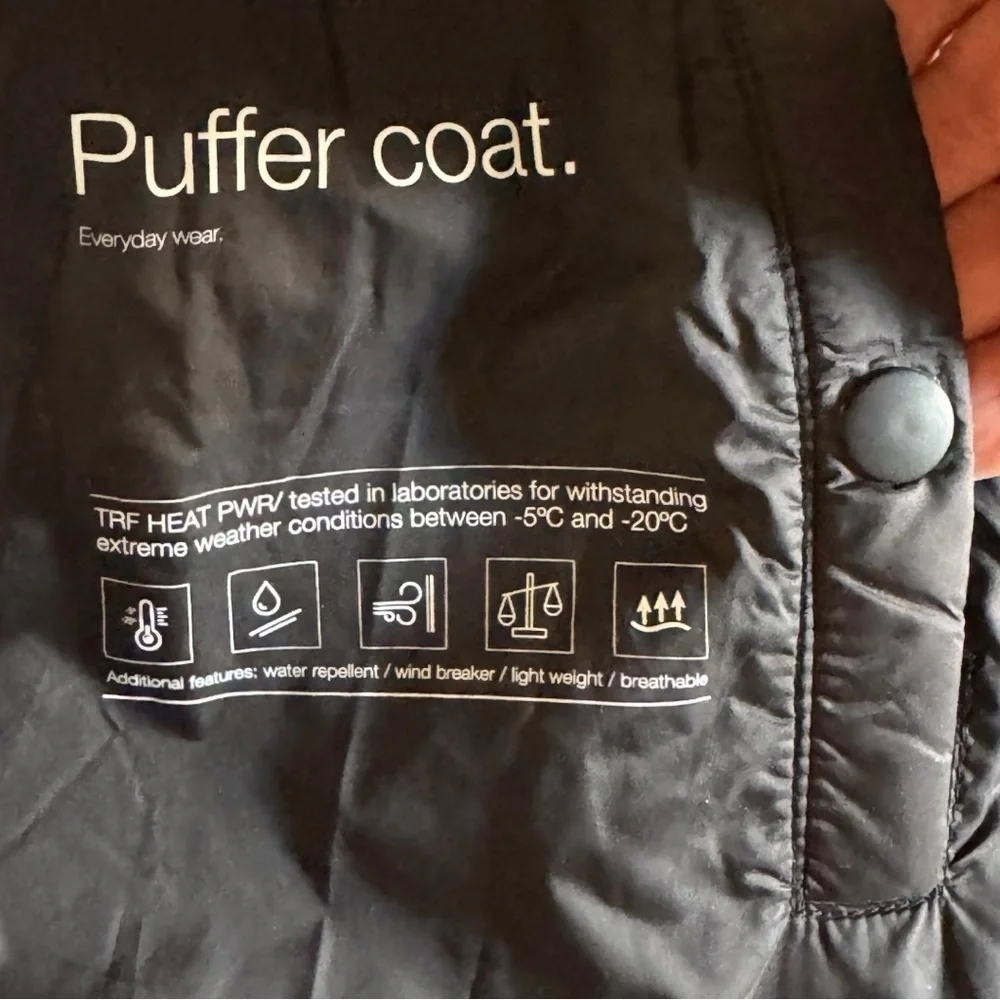 NEW With Tag Black Warm Puffer Jacket with Hood - Picture 6 of 17